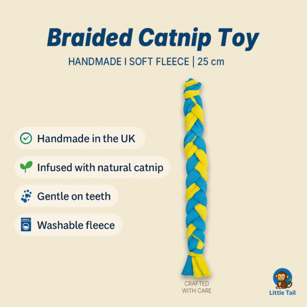 Braided Catnip Toy – Soft Handmade Fleece | 25 cm