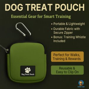 Portable Dog Treat Pouch with Clip & Whistle – by FLYING TAIL Green