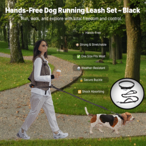 Hands-Free Dog Leash Set for Running & Hiking – Black Edition