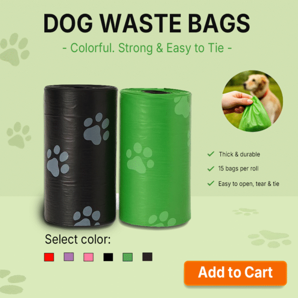 Heavy-Duty Dog Poop Bags – Sold by Roll (15 Bags per Roll)